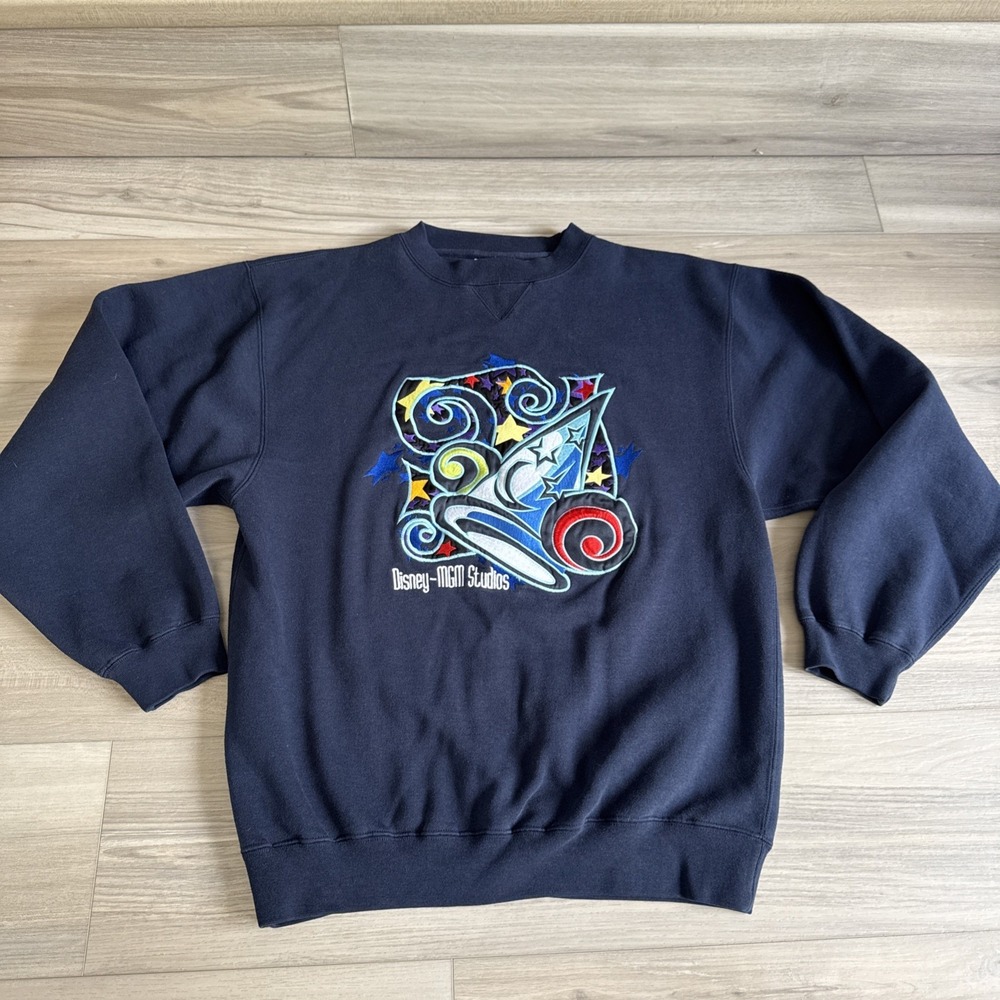 Vintage Disney MGM Studios Crewneck Sweatshirt Men's M Embroidered Navy Blue